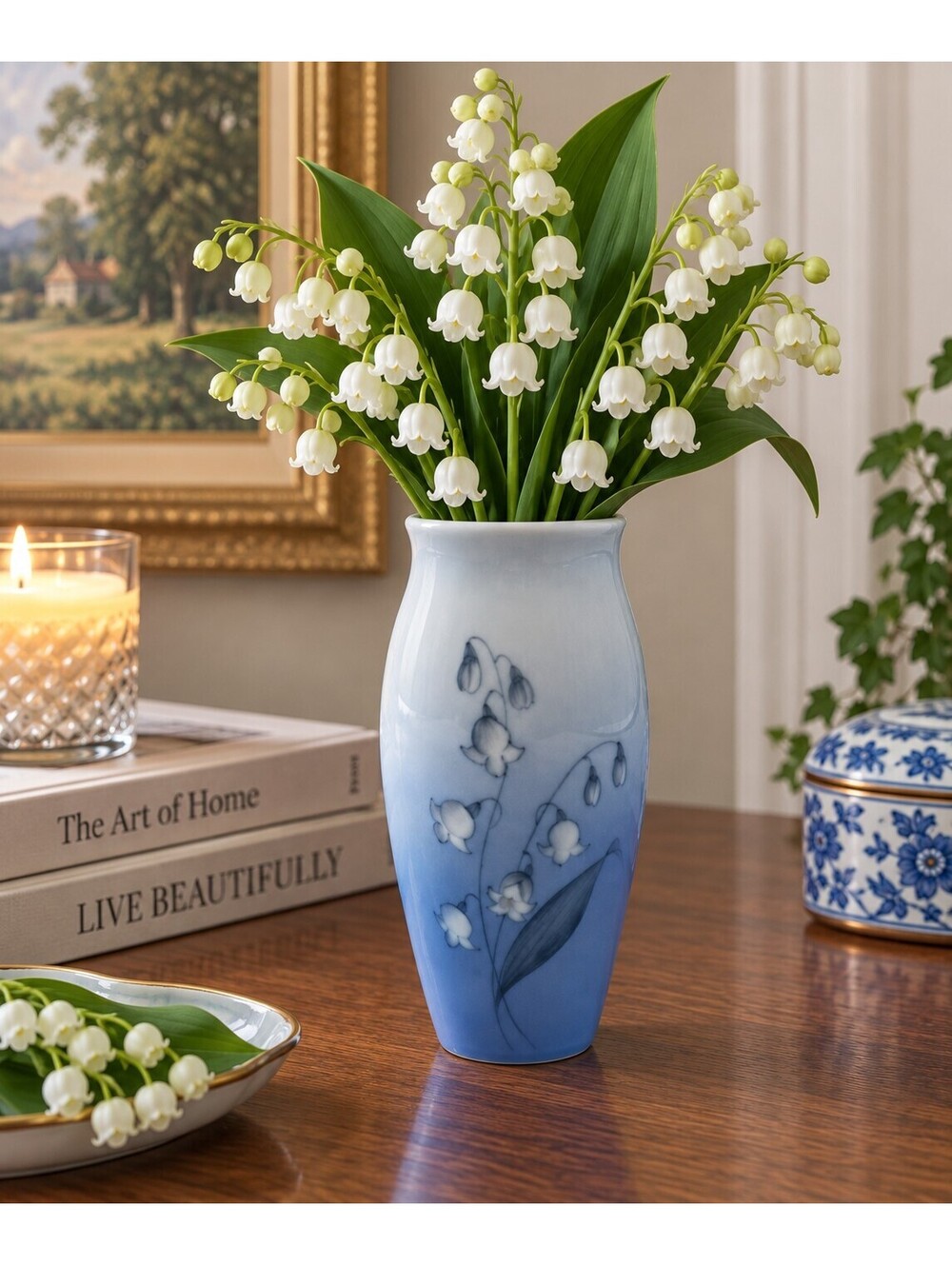 Vintage Bing & Grondahl Lily of the Valley Vase #157/5255 Denmark 4.75"